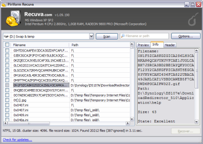 Recuva 1.09.190 screenshot (410 pix)