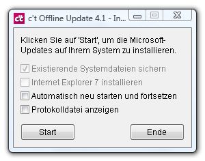 c't Offline Update - hoofdscherm