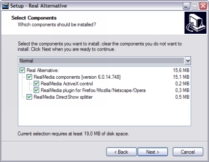 Real Alternative 1.70 installatie screenshot