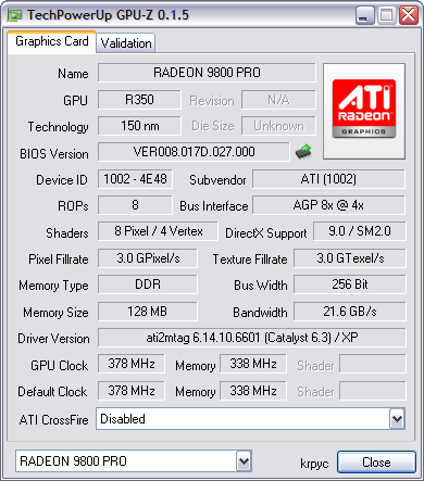 GPU-Z 0.1.5 screenshot