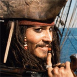 Blije Caribische piraat Jack Sparrow