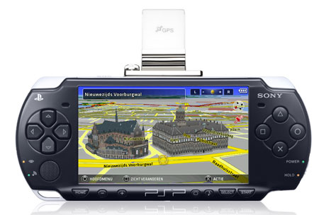 Amsterdam op het scherm van een PSP