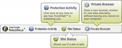 ZoneAlarm ForceField toolbar (410 pix)