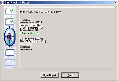 ClamWin - scan completed