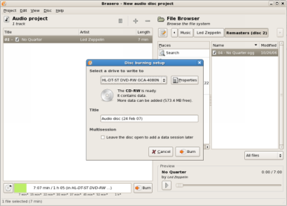 Brasero screenshot (410 pix)