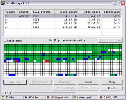 UltraDefrag 1.3.0 screenshot (410 pix)