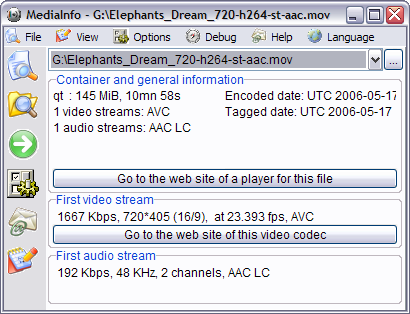 MediaInfo 0.7.5.9 screenshot