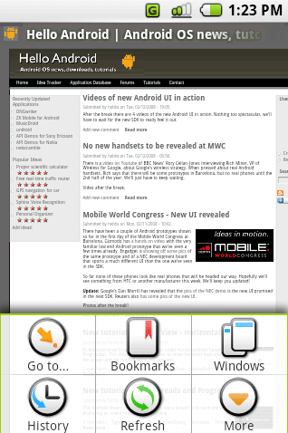 Screenshot van Android-interface