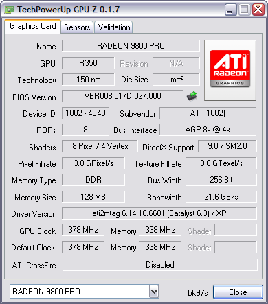 GPU-Z 0.1.7 screenshot