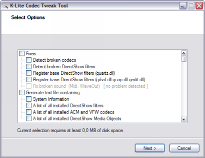 K-Lite Codec Tweak Tool screenshot (410 pix)