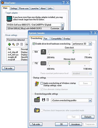 RivaTuner - overclocking