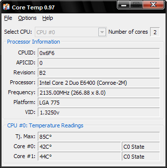 CoreTemp 0.97 screenshot