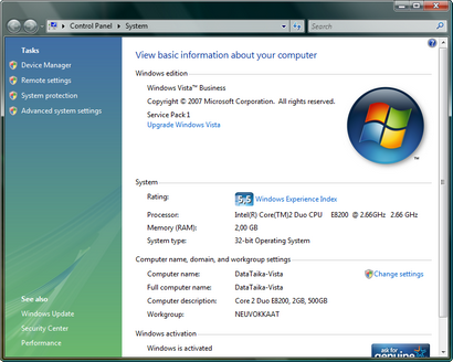 Microsoft Windows Vista met SP 1 screenshot (410 pix)