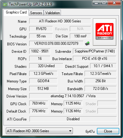 GPU-Z 0.1.9 screenshot