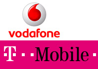 T-Mobile en Vodafone logos