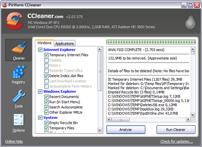 Crap Cleaner 2.07.575 screenshot (410 pix)