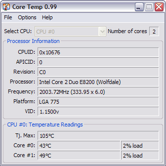 CoreTemp 0.99 screenshot