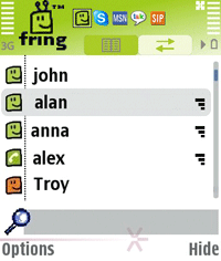 Fring, messagingtoepassing op Symbian-telefoon