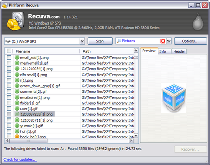 Recuva 1.14.321 screenshot (410 pix)