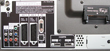 Panasonic TH-42PZ85E Aansluitingen achterkant Panasonic TH-42PZ85E Aansluitingen achterkant