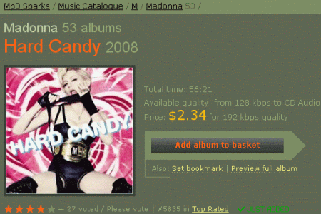 Madonna's Hard Candy op Mp3sparks.com
