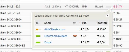 Prijspopup screenshot Prijspopup screenshot