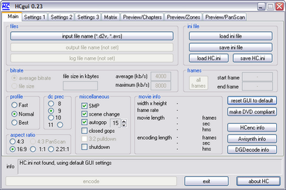 HC encoder 0.23 screenshot (410 pix)