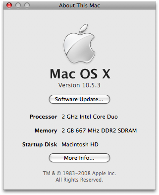 About This Mac - Mac OS X 10.5.3