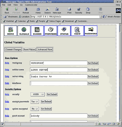 Samba screenshot (410 pix)