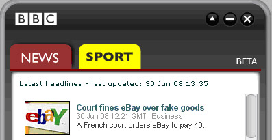BBC Liveupdate widget Flex Air