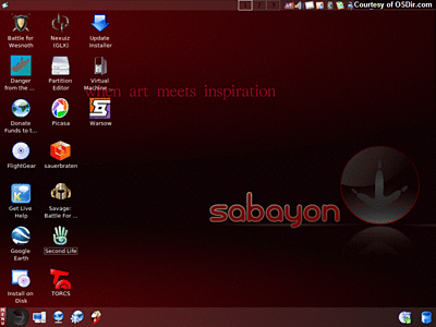 De desktop van Sabayon Linux