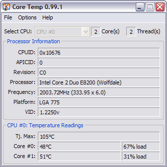 CoreTemp 0.99.1 screenshot