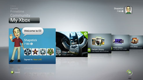 Xbox Live interface najaar 2008 Xbox Live interface najaar 2008