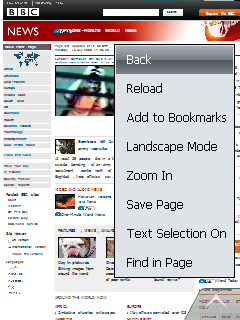 Opera Mobile 9.5 - contextmenu