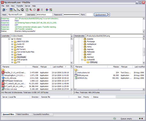 FileZilla 3.1.0 screenshot (481 pix) FileZilla 3.1.0 screenshot (481 pix)