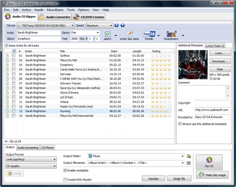 Easy CD-DA Extractor screenshot (481 pix)