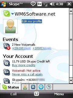 Skype for Pocket PC screenshot