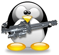 Tux met machinegeweer
