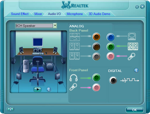 Realtek HD Audio configuratiescherm (481 pix)