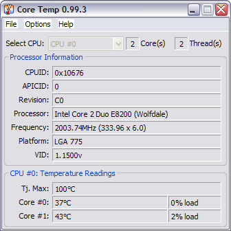 CoreTemp 0.99.3 screenshot