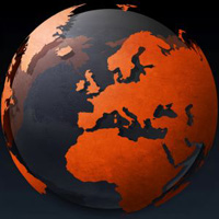 Europa op globe