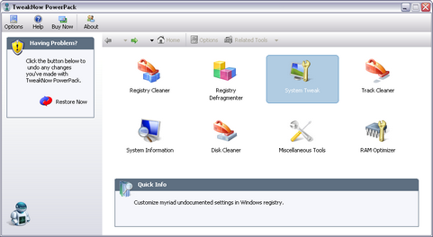 TweakNow PowerPack 2.2.0 screenshot (481 pix)