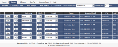 SABnzbd screenshot