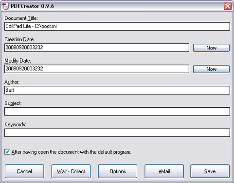 PDFCreator 0.9.6 screenshot (481 pix) PDFCreator 0.9.6 screenshot (481 pix)