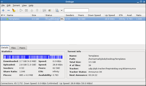 Deluge screenshot (481 pix)