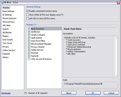 IE7Pro 2.4 instellingen (481 pix)