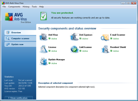 AVG Anti-Virus Free Edition 8.0 screenshot (481 pix)