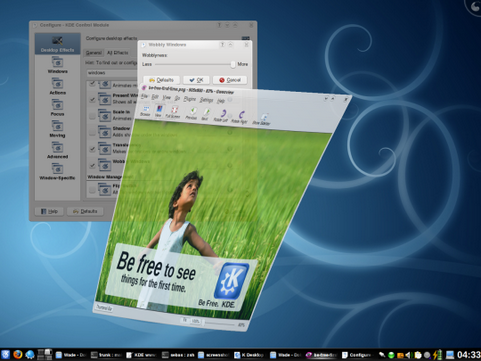 Desktop Effects in the KDE 4.1 workspace (481 pix)