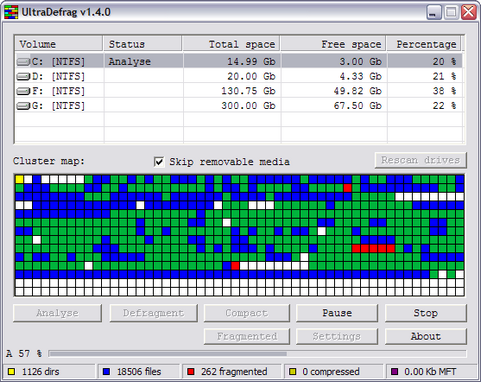 UltraDefrag 1.4.0 screenshot (481 pix)