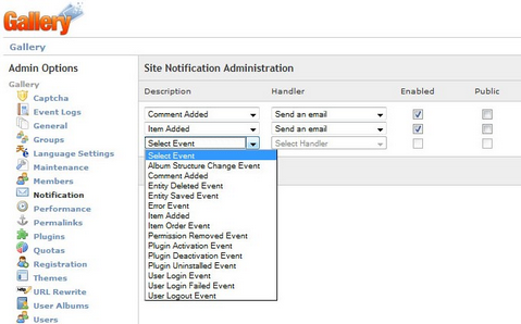 Gallery 2.3 - email notification configuration (481 pix)